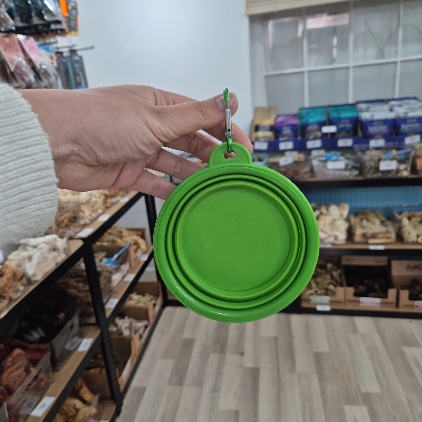 Collapsible water bowl - Green Lili + Mila's Empawrium