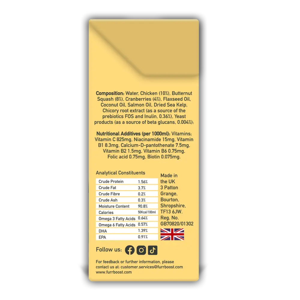 Furrboost Chicken, Butternut Squash and Cranberry (400ml) Lili + Mila's Empawrium