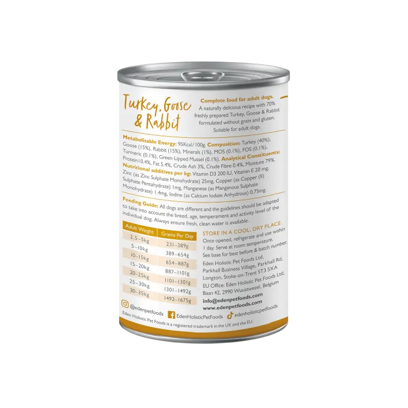 Eden Turkey, Goose and Rabbit (400g) Lili + Mila's Empawrium