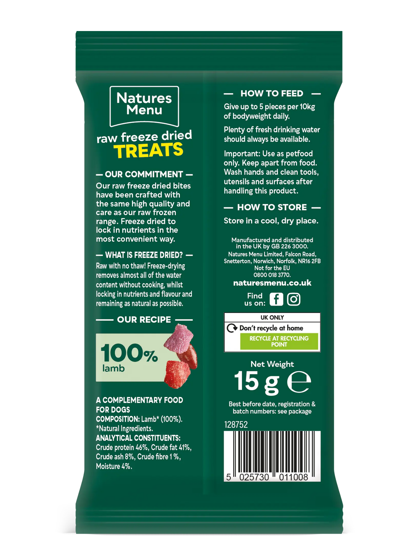 Natures Menu Freeze Dried Meat Bites Lamb Natures Menu
