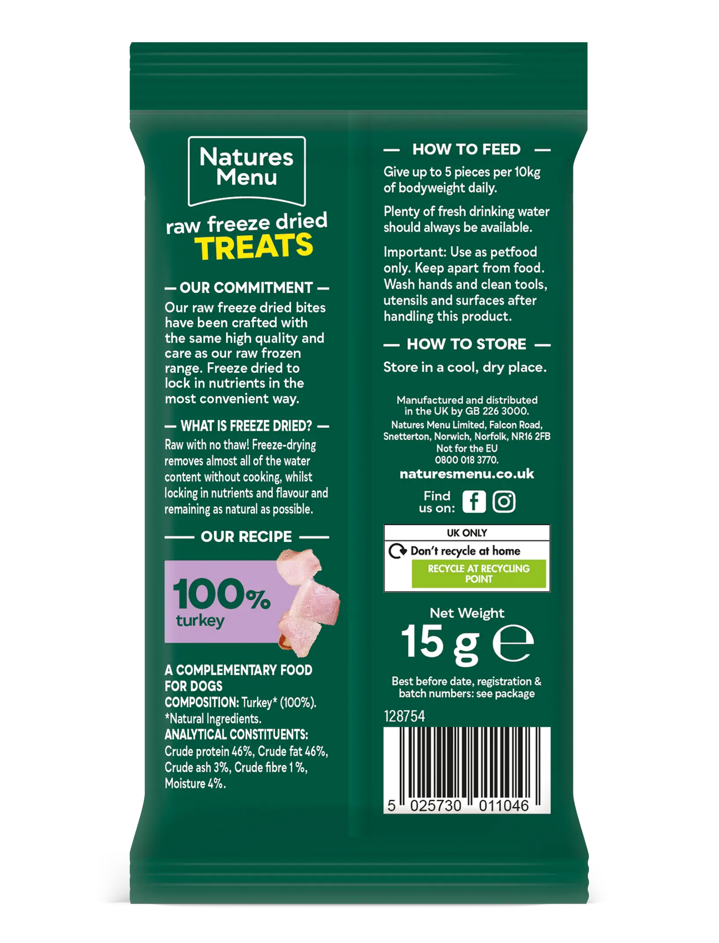 Natures Menu Freeze Dried Meat Bites Turkey Natures Menu