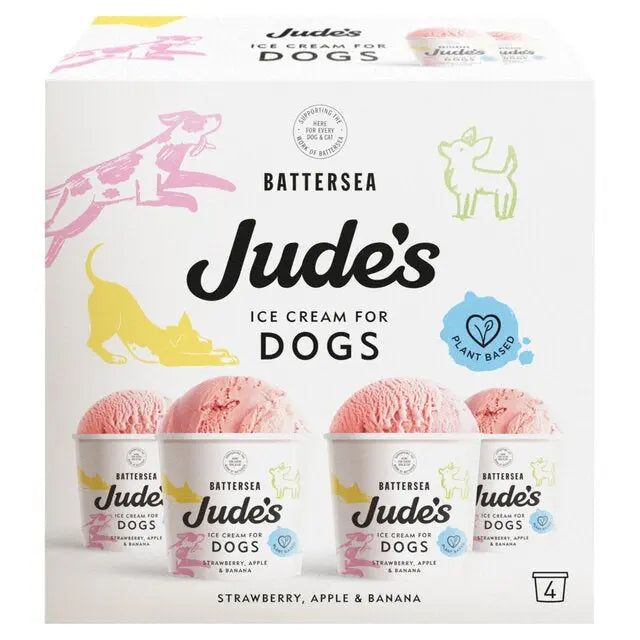 Jude’s Dog Ice Cream - Strawberry, Banana and Apple (4 x 90ml) Lili + Mila's Empawrium