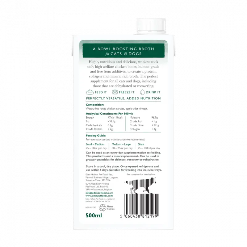 Eden Bone Broth - Chicken (500ml) Eden Holistic Pet Food