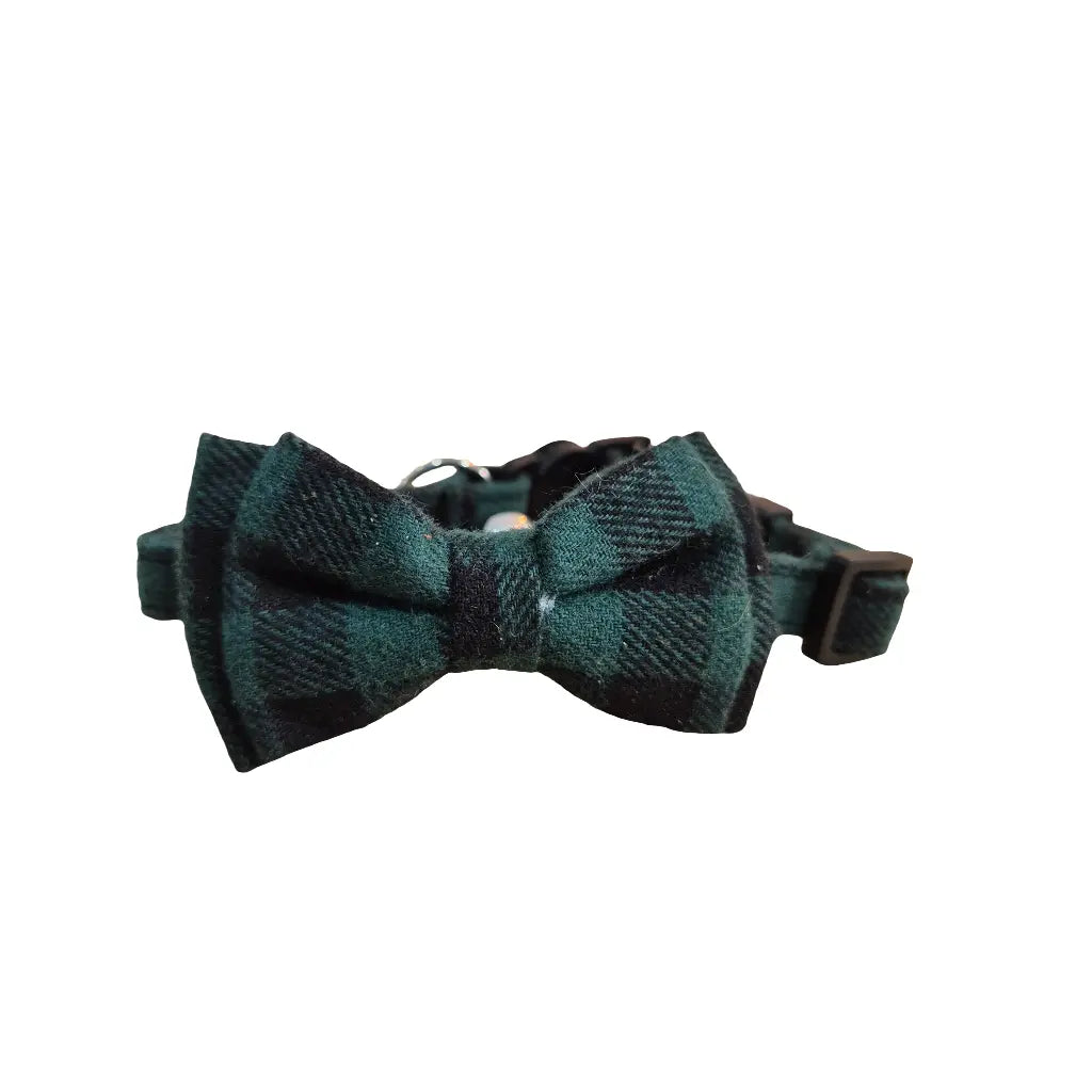 Green and Black Check Cat Collar My Store