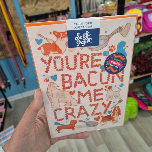 Scoff Edible Dog Card - You're Bacon Me Crazy