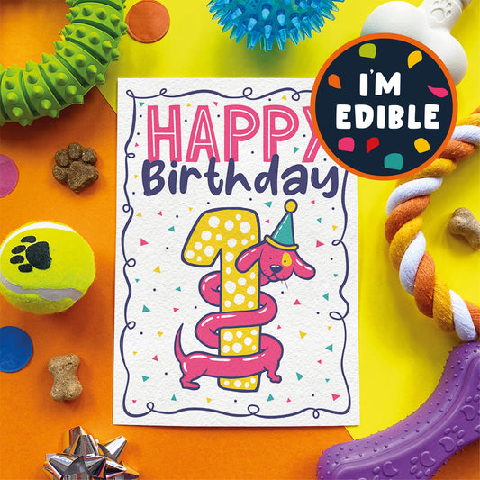 Scoff Edible Dog Card - Happy 1st Birthday My Store