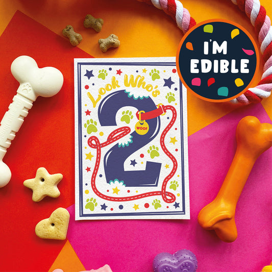 Scoff Edible Dog Card - Happy 2nd Birthday
