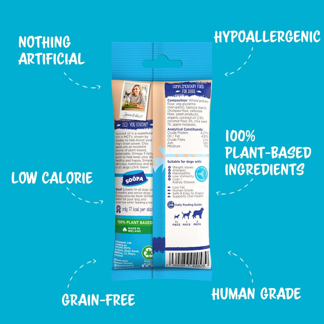 Soopa Coconut and Chia Seed Dental Sticks (100g) Lili + Mila's Empawrium