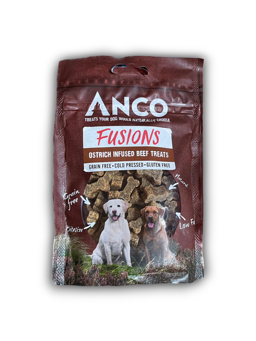 Anco Fusions -  Ostrich Infused Beef Treats 100g (Bagged)