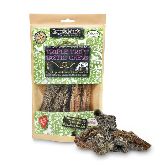 Triple Tripe Tastic Chews (Green & Wilds) 100g Green and Wilds
