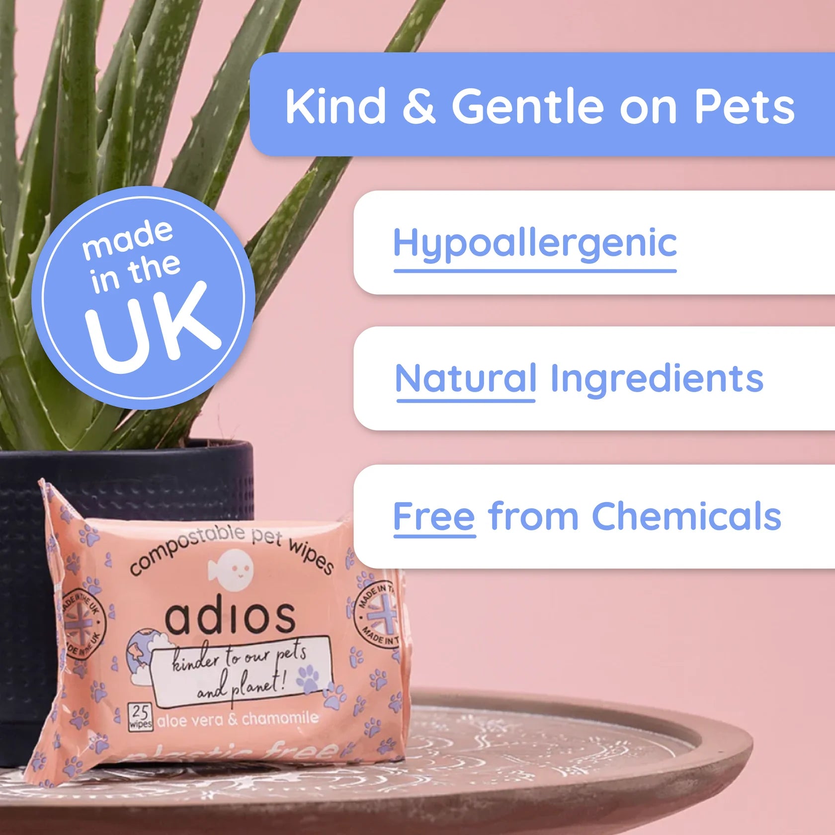 Adios Compostable Pet Wipes (25 wipes) My Store