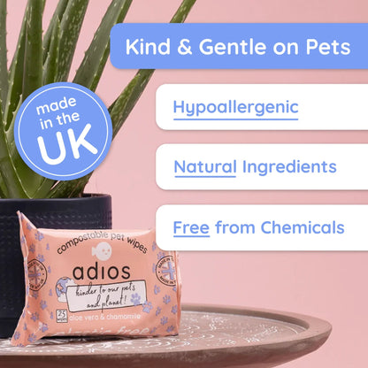 Adios Compostable Pet Wipes (25 wipes) My Store