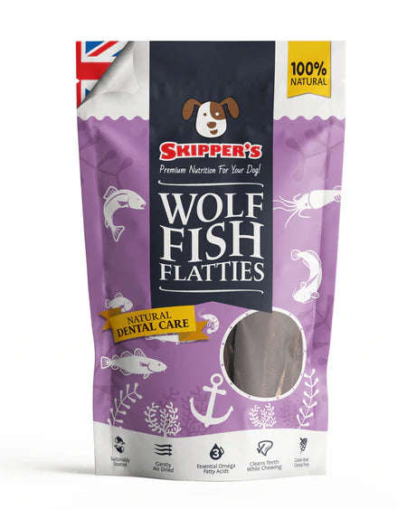 Skippers Wolf Fish Flatties Short (70g) Lili + Mila's Empawrium