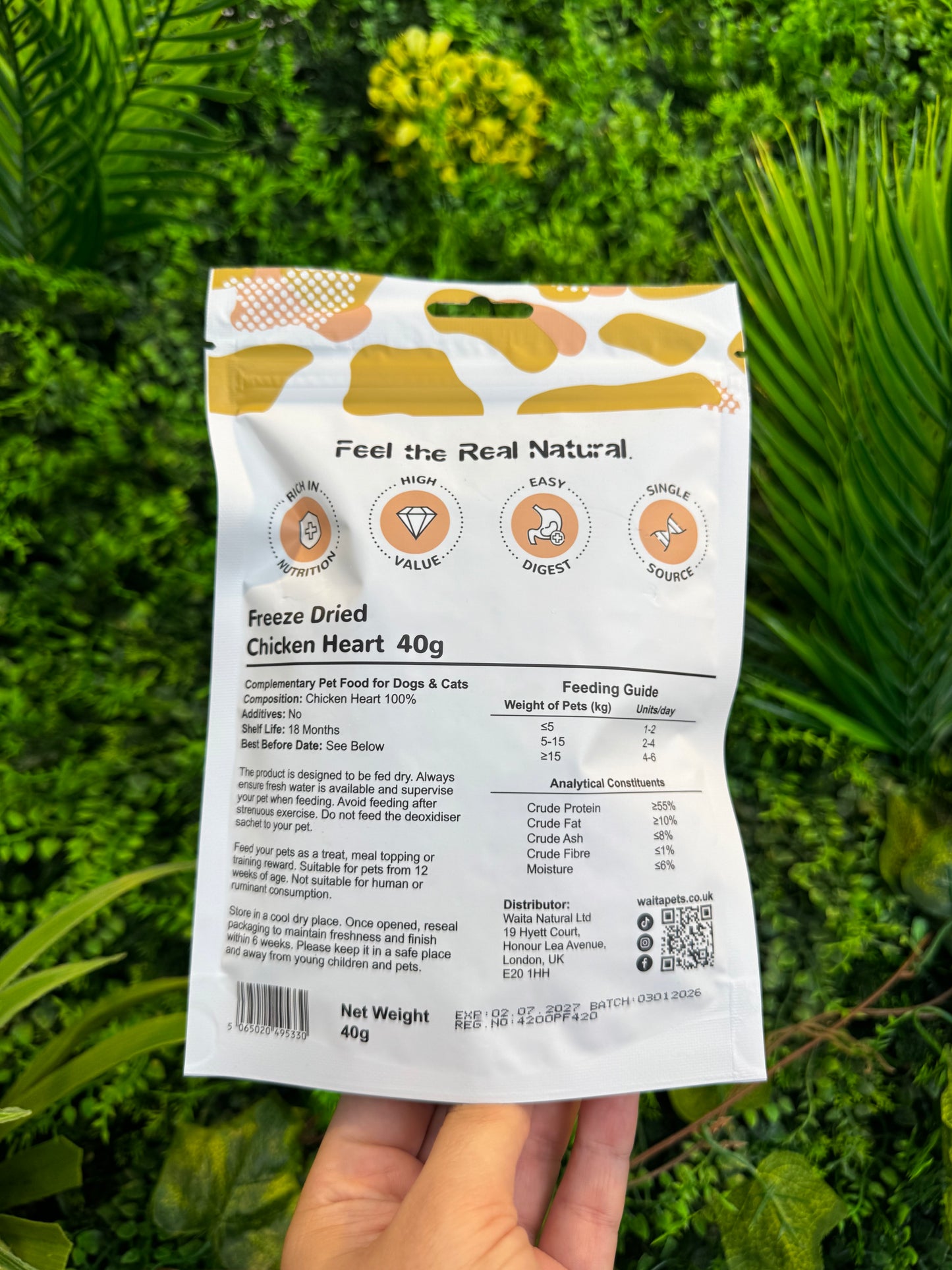 Waita Freeze Dried Chicken Heart 40g