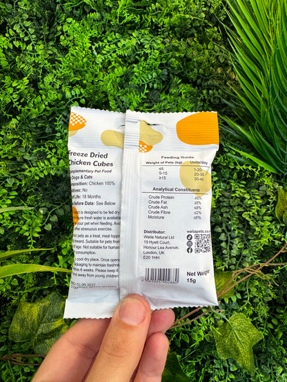 Waita Freeze Dried Mini Chicken Cubes 15g – 0.5cm Bite-Sized Cubes