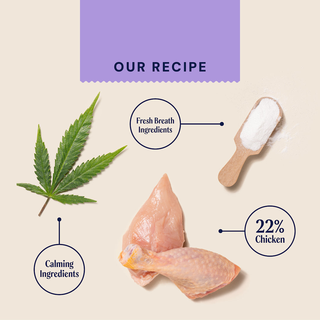 Ingredient graphic titled 'OUR RECIPE' on a light beige background.