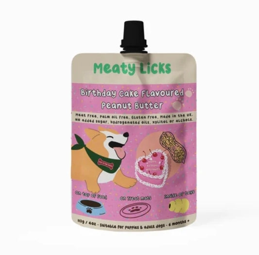 Birthday Cake flavoured Peanut Butter - Meaty Licks Lili + Mila's Empawrium