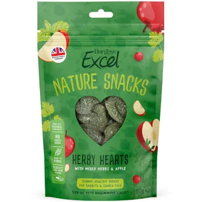 Burgess Excel Herby Hearts Snacks 60g Lili + Mila's Empawrium